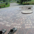 Monument to student signs